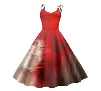 Bauzuoyo Robe de mariée zombie d'Halloween pour femme - Costume d'horreur effrayant - Sans manches - Robe sanglante sexy avec imprimé éclaboussures de sang - Robe de fête gothique - Cosplay - Costume