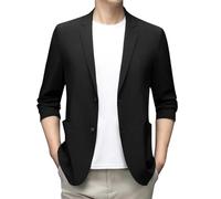Bauzuoyo Sakko Veste de costume sportive fine et légère pour homme Blazer Business Casual Veste, costumes et vestons, d'été, combinaison de sport, de mariage, avec poches et boutons, Noir , M