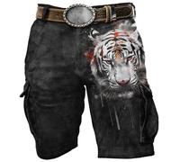 Bauzuoyo Short cargo homme avec tête de mort, cargo d’été, short cargo homme avec poches, short homme vintage avec impressions 3D, short cargo de travail, short bermuda, streetwear, short de sport
