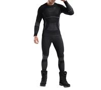 Bauzuoyo Sous-vêtements thermiques pour homme - Respirants - Séchage rapide - Sous-vêtements fonctionnels - Ensemble d'hiver chaud et extensible - Avec t-shirt thermique et leggings pour le ski, Noir