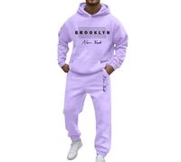 Bauzuoyo Survêtement 2 pièces pour homme - Pantalon de jogging et sweat à capuche - Ensemble de sport décontracté - Y2k Hip Hop Streetwear - Imprimé amusant - Combinaison de fitness - Coupe ample