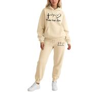 Bauzuoyo Survêtement de sport pour femme - 2 pièces - Pantalon sportif - Sweat à capuche et pantalon - Manches longues - Combinaison d'intérieur - Imprimé battement de cœur - Tenue douillette