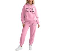 Bauzuoyo Survêtement de sport pour femme - 2 pièces - Pantalon sportif - Sweat à capuche et pantalon - Manches longues - Combinaison d'intérieur - Imprimé battement de cœur - Tenue douillette