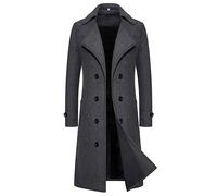 Bauzuoyo Trench coat pour homme - Loisirs et affaires - Long - Trench long - Veste chaude et confortable - Coupe droite - Veste en polaire - Veste mi-longue avec double boutonnage - Coupe-vent - Mode