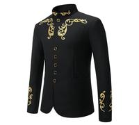 Bauzuoyo Veste de costume pour homme - Costume de prince - Blazer gothique steampunk - Manteau pour homme - Smoking festif - Costume médiéval victorien rétro - Veste musulmane - Style ethnique, Noir