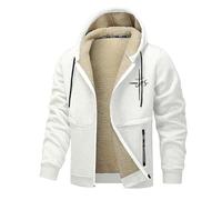 Bauzuoyo Veste d'hiver pour homme - Manteau d'hiver chaud doublé avec imprimé Jésus - Sweat à capuche en polaire sherpa avec poches zippées - Veste de course pour homme - Veste de survêtement