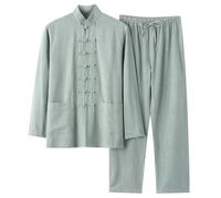 Bauzuoyo Vêtements médiévaux pour homme - Vêtement chinois Kung Fu - Vintage - Arts martiaux - Tai Chi Qigong Wing Chun Shaolin Wushu - Long survêtement confortable en lin - Tenue de loisirs, vert,