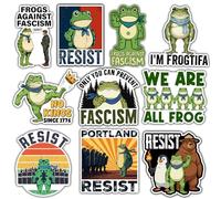 BAVAHA Lot de 10 autocollants grenouille Portland de 7,6 cm pour résister au fascisme - Autocollant No Kings - Grenouille de Portland contre le fascisme manifestant - Cadeau pour activiste libéral