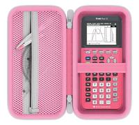 Baval Étui de transport rigide pour calculatrice Texas Instruments TI-84 Plus CE/TI-Nspire CX II CAS (étui rose, fermeture éclair blanche)