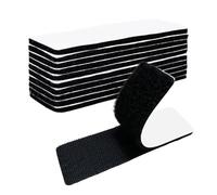 BAVALIN 10 Pièce Scratch Autocollant Double Face - Bande Agrippantes Adhésives 3 x 10 cm Rectangle Noir Bande Auto-Adhésif Réutilisable pour le Bureau à Domicile