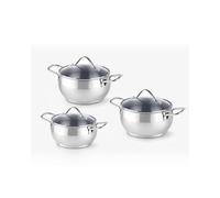 BAVARY Batterie De Cuisine Inox 18/10, 6 Pcs Casserole Inox - Faitout Induction - Batterie De Cuisine Induction Avec Casserole Induction & Couvercles Verre - Casserole Tout Feux, Ustensiles De Cuisine