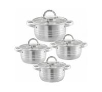 BAVARY Batterie De Cuisine Inox 18/10, 8-Pcs Casserole Inox - Faitout Induction - Batterie De Cuisine Induction Avec Casserole Induction & Couvercles Verre - Casserole Tout Feux, Ustensiles De Cuisine