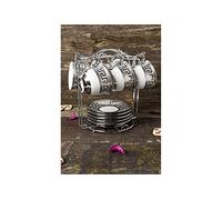 Bavary Lot de 13 tasses à café en porcelaine pour 6 personnes avec support en métal Medusa Méandre Versac Style 6 tasses + 6 soucoupes