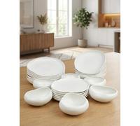 BAVARY Service Vaisselle Capital 24 Pcs - Set De Table & Assiette Porcelaine - Service De Table 6 Personnes De Plates & Assiette Creuse, Bols - Vaisselle Et Arts De La Table Micro-Onde/Lave-Vaisselle