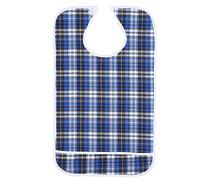 Bavettes de repas adultes réutilisables lavables, pression ajustable avec bavette imperméable 3Colors avec protège-vêtements à poche à double épaisseur pour ceinture (Blue)