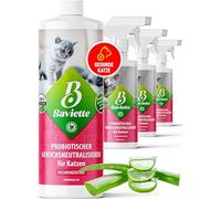 Baviette concentré 1L - Neutralisateur d’odeurs pour foyers avec Chats, à Base de Micro-organismes naturels, biodégradable, sans Chlore, Doux Parfum d’Aloe Vera, pour Tapis, Meubles et litières