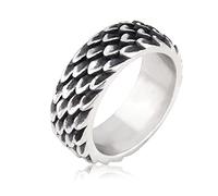 BAVIPOWER Bague en acier inoxydable avec écailles de dragon viking - Mytholothie nordique unique - Pour homme et femme, Métal, n
