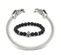 BaviPower Bracelet manchette Viking Odin Raven en acier inoxydable authentique accessoire scandinave pour homme et femme