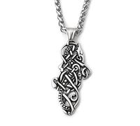 BAVIPOWER Collier dragon viking en acier inoxydable avec chaîne de quille Ouroboros - Accessoire génial et puissant pour homme et femme, Métal, N