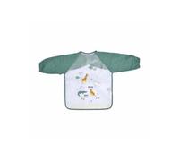 Bavoir à manches longues à motifs animaux - Vert et blanc - L 43 x l 32 cm - Gamme Savane
