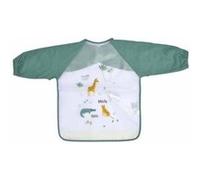 Bavoir à manches longues à motifs animaux - Vert et blanc - L 43 x l 32 cm - Gamme Savane Blanc G