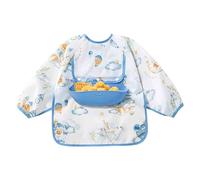 Bavoir à manches longues pour bébé, tablier imperméable pour bébé avec sac de rangement pour l'heure des repas, lavable en machine pour les tout-petits sevrage guidé alimentation médicamenteuse jeu
