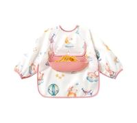 Bavoir à Manches Longues pour Bébé - Tablier Portatif Pour Bébé Avec Manches Et Poche,Vêtement d'Alimentation Portatif à Couverture Complète pour , Idéal pour Sevrage, Allaitement, Dentition, Repas, V