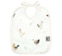 Bavoir à nouer en coton gallina écru ? motif poules champêtre TU