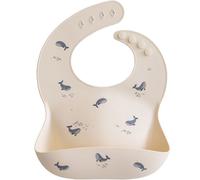SUPOOBE mushie Silicone Baby Bib | Adjustable Fit Waterproof Bibs (Whales)