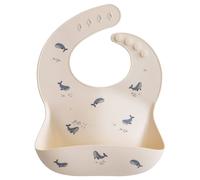 SUPOOBE mushie Silicone Baby Bib | Adjustable Fit Waterproof Bibs (Whales)