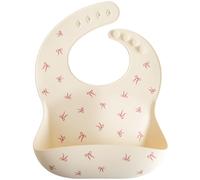 Bavoir à poche en silicone ecru, rose TU