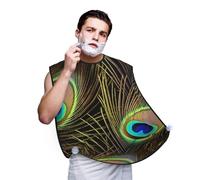 Bavoir à raser d'Halloween pour homme, tour de cou réglable avec ventouses et sac de rangement, un cadeau attentionné pour les petits amis, les pères et les frères (107 x 73 cm), Plumes de paon