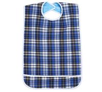 Bavoir adulte étanche pour personnes âgées Stripe Bavoir de protection pour repas et tablier réutilisant le protecteur d'habillement réutilisable d'heure de repas (Bleu)