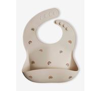 Bavoir avec récupérateur en silicone beige/arc en ciel TU