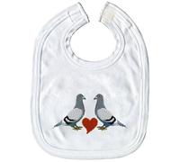 Bavoir Baggy Bavoirs pour Bébés avec Broderie - 2 Colombes Tourterelles - TB317 Blanc