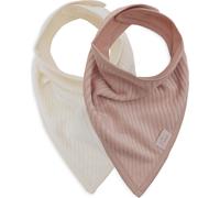 Jollein Lot de 2 bavoirs pour bébé - Bandana - Velours côtelé - Rose sauvage/ivoire - En coton et polyester - Avec fermeture Velcro