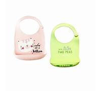 Bavoir Bébé en Silicone, Treer Souple Bavette imperméable 2 pièces Mignon Réglable Salive Serviette pour Bébé Naissance Garçons Filles Protéger les Vêtement Taches (Taille libre,Chaton rose)