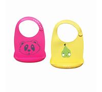 Bavoir Bébé en Silicone, Treer Souple Bavette imperméable 2 pièces Mignon Réglable Salive Serviette pour Bébé Naissance Garçons Filles Protéger les Vêtement Taches (Taille libre,Rose rouge)