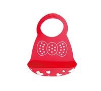 Bavoir Bébé en Silicone, Treer Souple Bavette imperméable Mignon Réglable Salive Serviette pour Bébé Naissance Garçons Filles Protéger les Vêtement Taches (30x23cm,Arc rouge)