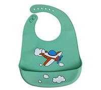 Bavoir Bébé en Silicone, Treer Souple Bavette imperméable Mignon Réglable Salive Serviette pour Bébé Naissance Garçons Filles Protéger les Vêtement Taches (Fusée verte)