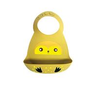 Bavoir Bébé en Silicone, Treer Souple Bavette imperméable Mignon Réglable Salive Serviette pour Bébé Naissance Garçons Filles Protéger les Vêtement Taches (30x23cm,Hérisson jaune)