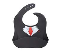 Bavoir Bébé en Silicone, Treer Souple Bavette imperméable Mignon Réglable Salive Serviette pour Bébé Naissance Garçons Filles Protéger les Vêtement Taches (Noir)