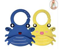 Bavoir Bébé en Silicone, Treer Souple Bavette imperméable Mignon Réglable Salive Serviette pour Bébé Naissance Garçons Filles Protéger les Vêtement Taches (Bleu + jaune,30 * 21cm)