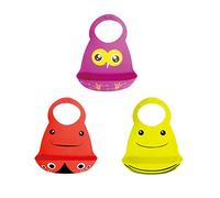 Bavoir Bébé en Silicone, Treer Souple Bavette imperméable Mignon Réglable Salive Serviette pour Bébé Naissance Garçons Filles Protéger les Vêtement Taches (3 pièces,Couleur B)
