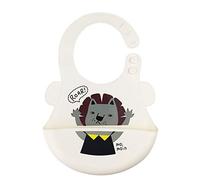 Bavoir Bébé en Silicone, Treer Souple Bavette imperméable Mignon Réglable Salive Serviette pour Bébé Naissance Garçons Filles Protéger les Vêtement Taches (Lion blanc)
