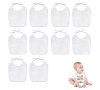 Bavoir bébé imperméable 10 pièces Blanc, Bavoirs Naissance 18×21cm, Doux et Respirants pour Repas, Lait et salive, lavables en Machine