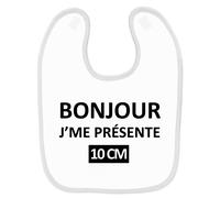 Bavoir Bébé Imprimé Bonjour 10cm Blanc Blanc