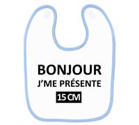 Bavoir Bébé Imprimé Bonjour 15cm Bleu Bleu