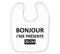 Bavoir Bébé Imprimé Bonjour 20cm Blanc Blanc