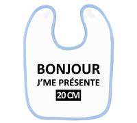 Bavoir Bébé Imprimé Bonjour 20cm Bleu Bleu